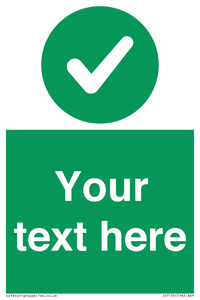 Custom green background, green circle with tick